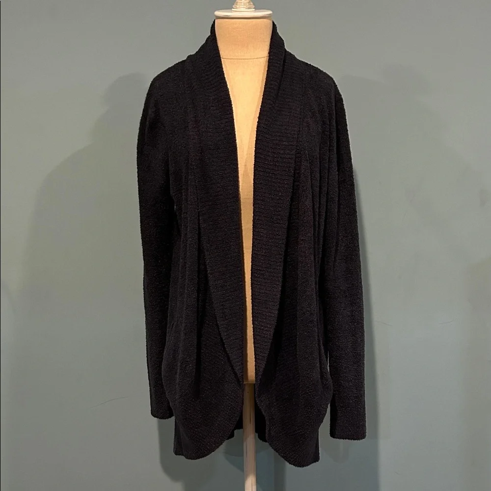 Barefoot Dreams CozyChic Lite Circle Cardi Open Front Cardigan Medium Black
